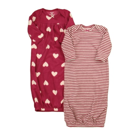 Pre-owned Carter s Girls Purple | Gray Hearts Nightgown size: 3 Months