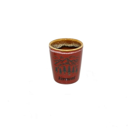 Country Christmas loft 1Pack Mountain Scene Oval Drip - Ceramic Shotglass - Red