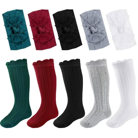 PIKADINGNIS 5 Pairs Baby Girl Knit High Sock Knee Long Socks with 5 Pieces Bowknot Headband for Unisex Newborn Infants Toddler
PIKADINGNIS 5 Pairs Baby Girl Knit High Sock Knee Long Socks with 5 Pieces Bowknot Headband for Unisex Newborn Infants Toddler