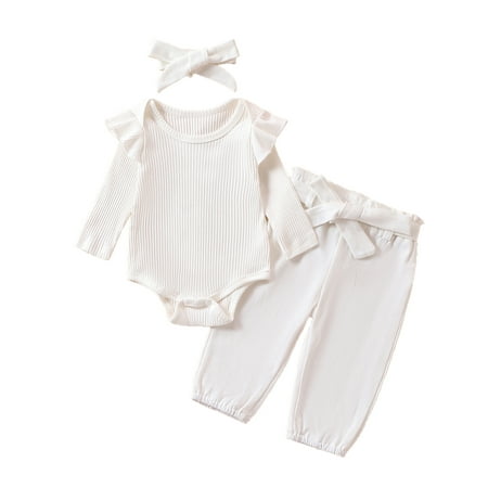 Bslissey Baby Boys Girls Jumpsuit Outfits Long Sleeve Romper + Solid Color Belted Pants + Headband 3Pcs Clothes Sets for Newborn Infant 3M 6M 9M 12M 18M
Bslissey Baby Boys Girls Jumpsuit Outfits Long Sleeve Romper + Solid Color Belted Pants + Headband 3Pcs Clothes Sets for Newborn Infant 3M 6M 9M 12M 18M