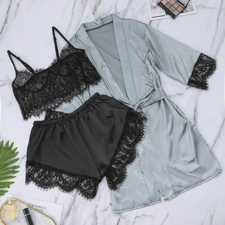 Cotonie Satin Silk Pajamas Robe Lace Lingerie Women Underwear Sleepwear Pants With Belt
Cotonie Satin Silk Pajamas Robe Lace Lingerie Women Underwear Sleepwear Pants With Belt