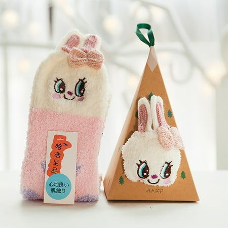 KSCYKKKD Socks Christmas Women Cotton Socks Print Thicker Floor Socks Carpet Socks