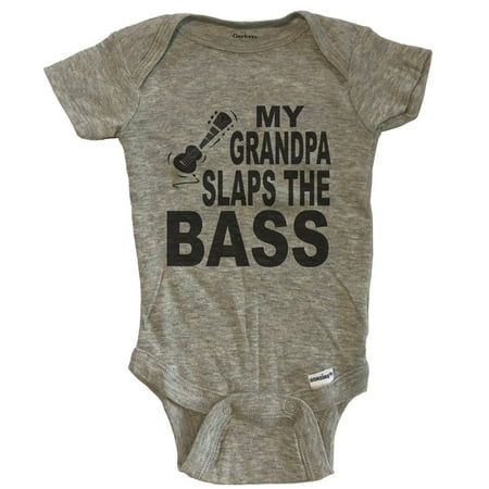 My Grandpa Slaps The Bass Funny Music Baby Bodysuit - Grey