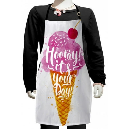 Ice Cream Kids Apron Hooray! Its Your Day Phrase with Ice Cream Cone Cherry Flavor Print Boys Girls Apron Bib with Adjustable Ties for Cooking Baking Painting Fuchsia Amber Pearl by Ambesonne
Ice Cream Kids Apron Hooray! Its Your Day Phrase with Ice Cream Cone Cherry Flavor Print Boys Girls Apron Bib with Adjustable Ties for Cooking Baking Painting Fuchsia Amber Pearl by Ambesonne
