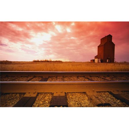 Posterazzi DPI1770205 Railroad Track & Grain Elevator Poster Print by Darren Greenwood, 17 x 11