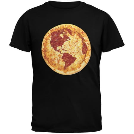 Pizza Earth Black Adult T-Shirt