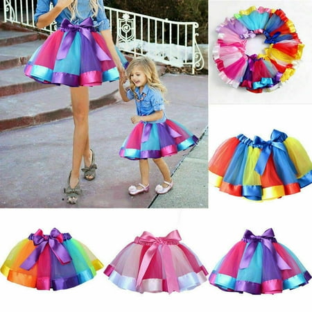 Multitrust Layered Ballet Rainbow Tutu Skirt Casual Matching Dress for Women Girl Adult Kid