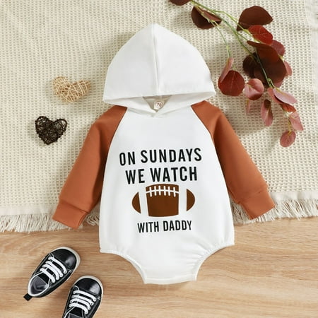 Boys Clothing Baby Unisex Cotton Patchwork Autumn Football Print Rugby Long Sleeve Hooded Romper Bodysuit Clothes
Boys Clothing Baby Unisex Cotton Patchwork Autumn Football Print Rugby Long Sleeve Hooded Romper Bodysuit Clothes