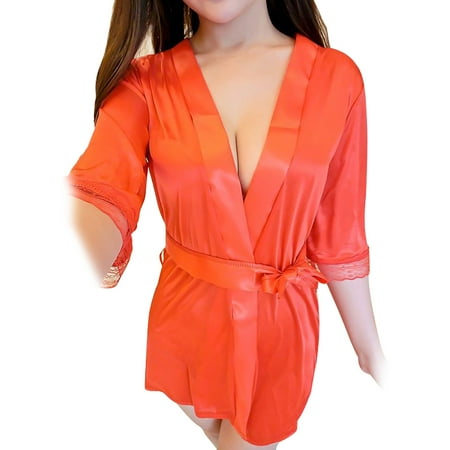 Worallymy Nightdress Women Lace Nightgown Solid Color Bathrobe Sleepwear Red
Worallymy Nightdress Women Lace Nightgown Solid Color Bathrobe Sleepwear Red