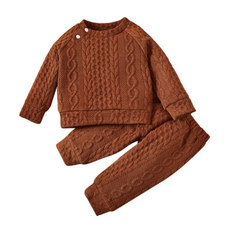 IBTOM CASTLE Unisex Baby Girls Boys Cotton Twist Knit Sweater Long Sleeve T-Shirt Tops+Pants 2PCS Outfit Fall Winter Warm Clothes 6-9 Months Brown
IBTOM CASTLE Unisex Baby Girls Boys Cotton Twist Knit Sweater Long Sleeve T-Shirt Tops+Pants 2PCS Outfit Fall Winter Warm Clothes 6-9 Months Brown