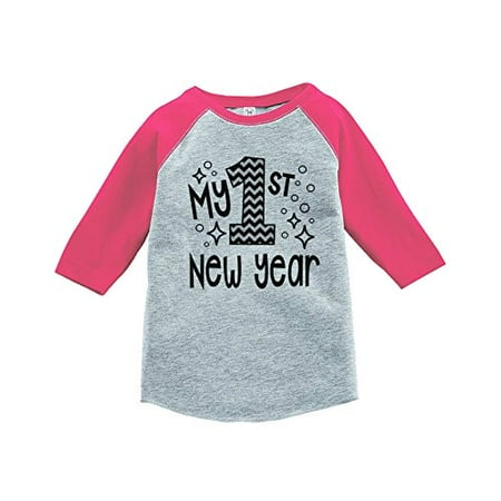 7 ate 9 Apparel Baby s 1st New Year s Eve Pink Baseball Tee