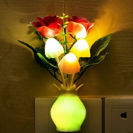 

Plug in LED Night Light w/Auto Dusk to Dawn Sensor Energy Saving Lamp Dream Nightlight Rose Flower Mushroom Night Lights for Kids Adults Bedroom Bathroom Living Room Kitchen Hallway