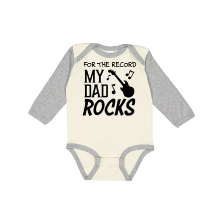 Inktastic For the Record My Dad Rocks Gift Baby Boy or Baby Girl Long Sleeve Bodysuit