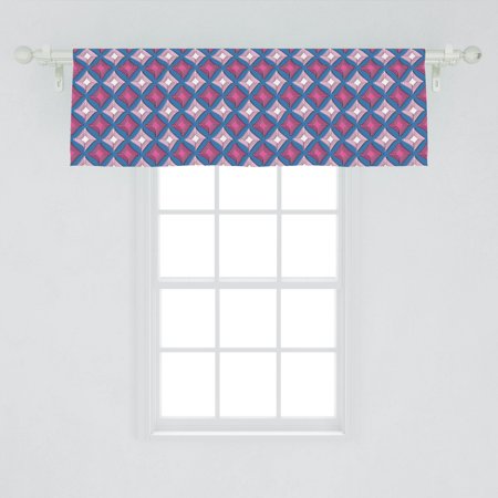 Abstract Window Valance, Pastel Geometric Diamond Forms Retro Effects Stripes Illustration, Curtain Valance for Kitchen Bedroom Decor with Rod Pocket, by Ambesonne