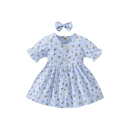 ZIYIXIN Toddler Baby Girl Summer Floral Dress Short Sleeve Button Down Dress Tunic Sundress with Headband Blue 2-3 Years
ZIYIXIN Toddler Baby Girl Summer Floral Dress Short Sleeve Button Down Dress Tunic Sundress with Headband Blue 2-3 Years