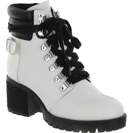 Women s Mia Broderick Heeled Ankle Bootie White Vegan Leather 7.5 M