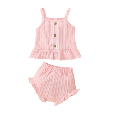 HOANSELAY 0-24 Months Baby Girls 2Pcs Shorts Sets Sleeveless Lace Trim Button Camisole Shorts Sets
HOANSELAY 0-24 Months Baby Girls 2Pcs Shorts Sets Sleeveless Lace Trim Button Camisole Shorts Sets