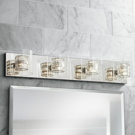 Possini Euro Design Modern Wall Light Four-Light Chrome 30.75 Vanity Fixture for Bathroom Over Mirror
Possini Euro Design Modern Wall Light Four-Light Chrome 30.75 Vanity Fixture for Bathroom Over Mirror
