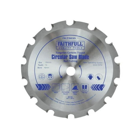 Faithfull - TCT Circular Saw Blade Nail Cutting 184 x 16mm x 14T NEG