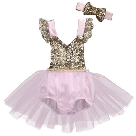Douhoow Baby Girls Princess Romper Dress Pink Yarn and Golden Sequins Sleeveless V-neck Jumpsuit
Douhoow Baby Girls Princess Romper Dress Pink Yarn and Golden Sequins Sleeveless V-neck Jumpsuit
