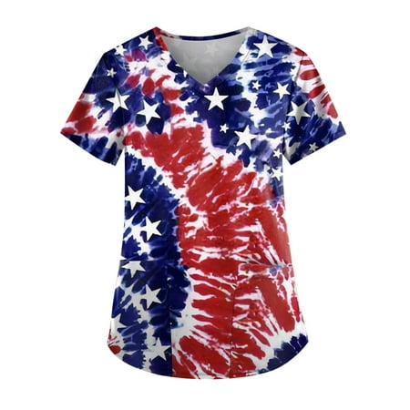 TKing Fashion Womens Summer Plus Size Independence Day Short Sleeve V-Neck Printed Tops Scrub Nursing Working T-Shirt with Pocket Blue XL
TKing Fashion Womens Summer Plus Size Independence Day Short Sleeve V-Neck Printed Tops Scrub Nursing Working T-Shirt with Pocket Blue XL