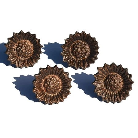 Set of 4 Bronze Sunflower Napkin Rings 2.5”