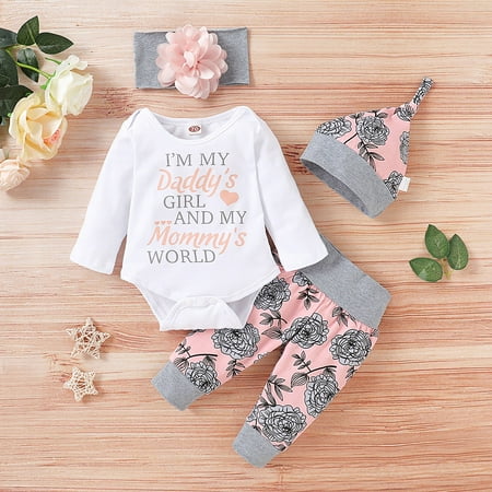 Actoyo Newborn Infant Daddy s Baby Girls 4PCS Outfits Set Clothes Romper Floral Pants Leggings Hat Headband
Actoyo Newborn Infant Daddy s Baby Girls 4PCS Outfits Set Clothes Romper Floral Pants Leggings Hat Headband