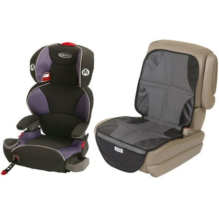 Graco AFFIX Youth Booster Seat with Latch System & Car Seat Mat Protector, Grapade