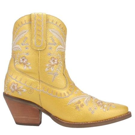 Dingo Womens Primrose Floral Snip Toe Casual Boots Ankle Mid Heel 2-3