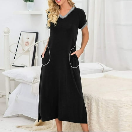 Tejiojio Summer Dresses for Women Clearance Women s Short Sleeve V-Neck Soft Loungewear Casual Sleepwear With Pockets
Tejiojio Summer Dresses for Women Clearance Women s Short Sleeve V-Neck Soft Loungewear Casual Sleepwear With Pockets