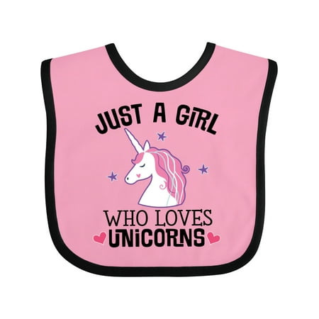 Inktastic Just a Girl Who Loves Unicorns Gift Baby Girl Bib