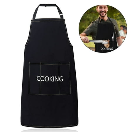 

BBQ Apron Chef Cooking Grilling Aprons for Men & Women Washable Waterproof Oil-Proof Adjustable Neck Bib Apron Black