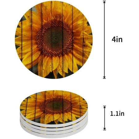 ZHANZZK Sunflower on Wooden Board Set of 6 Round Coaster for Drinks Absorbent Ceramic Stone Coasters Cup Mat with Cork Base for Home Kitchen Room Coffee Table Bar Decor
ZHANZZK Sunflower on Wooden Board Set of 6 Round Coaster for Drinks Absorbent Ceramic Stone Coasters Cup Mat with Cork Base for Home Kitchen Room Coffee Table Bar Decor