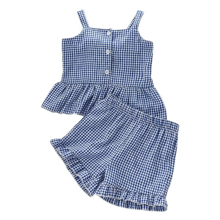 Toddler Kids Baby Girls Ruffle Sleeveless Plaid Strap Button T Shirt Tops Bow Shorts 2PCS Outfits Clothes Set
Toddler Kids Baby Girls Ruffle Sleeveless Plaid Strap Button T Shirt Tops Bow Shorts 2PCS Outfits Clothes Set