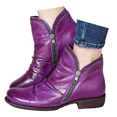 Womens Boots Fashion Side Zipper Leather Booties Ankle Boots for Women Retro Round Toe Square Low Heel Boots Mid Calf Boots for Women
Womens Boots Fashion Side Zipper Leather Booties Ankle Boots for Women Retro Round Toe Square Low Heel Boots Mid Calf Boots for Women
