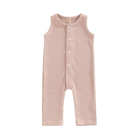 Frobukio Infant Baby Boys Girls Waffle Romper Solid Color Round Neck Sleeveless Button-down Jumpsuit Light Pink 0-3 Months
Frobukio Infant Baby Boys Girls Waffle Romper Solid Color Round Neck Sleeveless Button-down Jumpsuit Light Pink 0-3 Months