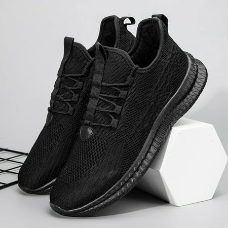 Women‘s Running Sports Shoes Solid Flying Woven Lace Up Anti-slip Casual Sneakers