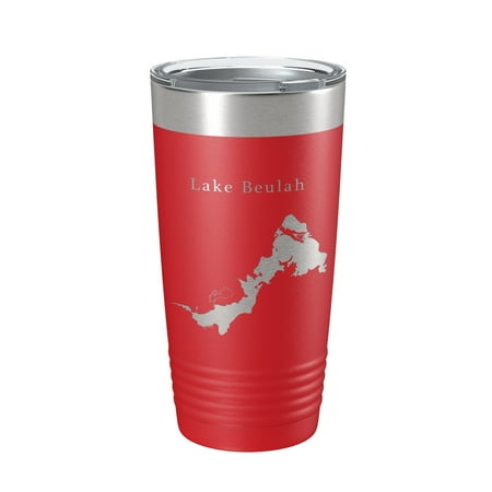 Lake Beulah Map Tumbler Travel Mug Insulated Laser Engraved Coffee Cup Wisconsin 20 oz Red