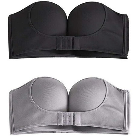Bowake Wome 2PC Strapless Non-Slip Adjustment Rimless Dress Bra