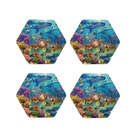 Tideii Sea World for Leather Coasters 4 Pieces Anti-fouling and Anti-scalding Decorative Coasters Suitable for Restaurants Kitchens Coffee Shops-Hexagon
Tideii Sea World for Leather Coasters 4 Pieces Anti-fouling and Anti-scalding Decorative Coasters Suitable for Restaurants Kitchens Coffee Shops-Hexagon