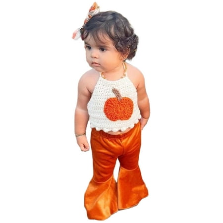 AMILIEe Baby Girls Halloween Clothes Set 2pcs Knitted Pumpkin Tank Top with Flared Pants
AMILIEe Baby Girls Halloween Clothes Set 2pcs Knitted Pumpkin Tank Top with Flared Pants