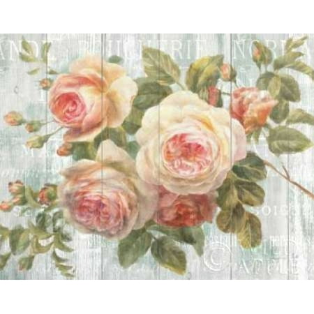Vintage Roses on Driftwood Canvas Art - Danhui Nai (22 x 28)
