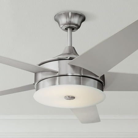 60" Possini Euro Design Modern Ceiling Fan with Light Remote Control Brushed Nickel Frosted Glass for Living Room Kitchen Bedroom