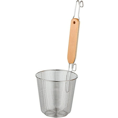 Pasta Basket Noodle Strainer Stainless Steel Mesh Strainer with Wood Handle