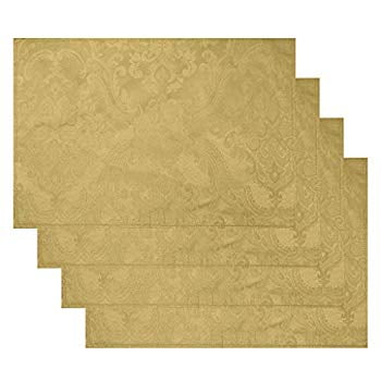 Home Fashions Caiden Elegance Damask Placemat Set of 4, 13' x 19', Gold