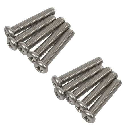 M8 x 45mm 304 Stainless Steel Phillips Machine Screw Bolt 10Pcs