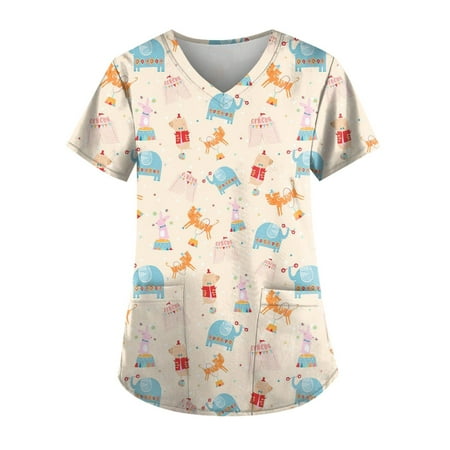 Knosfe Women s Pockets Casual Animal Print Scrub Top Plus Size V Neck Summer Short Sleeve Workwear L
Knosfe Women s Pockets Casual Animal Print Scrub Top Plus Size V Neck Summer Short Sleeve Workwear L