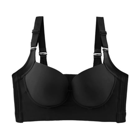 

UoCefik Plus Wireless Bra Women Plunge Push Up Bra for Women 8 Hook Workout Sports Bra Shapewear Women s Tshirt Bra Black 44E