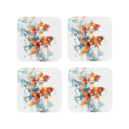 Drink Coasters Set of 4 Three Goldfish Watercolor Splash Leather Coasters for Coffee Table Protector Heat Resistant Cute Coasters for Home Decor Housewarming Gifts Bar Kitchen 4 Inch Square
Drink Coasters Set of 4 Three Goldfish Watercolor Splash Leather Coasters for Coffee Table Protector Heat Resistant Cute Coasters for Home Decor Housewarming Gifts Bar Kitchen 4 Inch Square