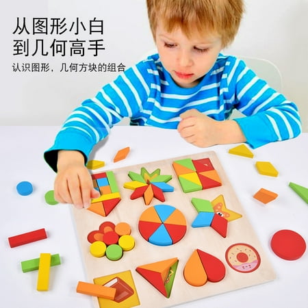 1 Set Wooden Puzzle Toys Geometry Building Blocks Toys Kids Educational Toys